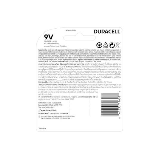 Duracell Coppertop 9v Alkaline Batteries - 1 Pack