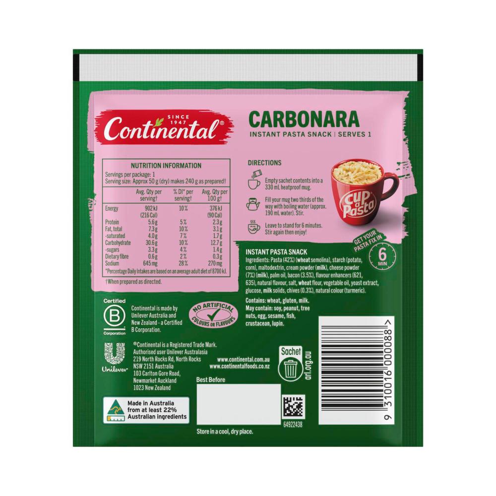 Continental Cup A Pasta Carbonara - 50g