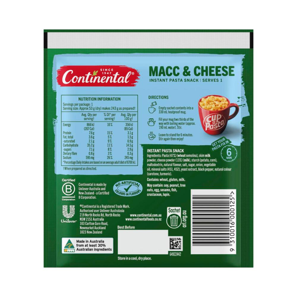 Continental Cup A Pasta Macaroni & Cheese - 53g