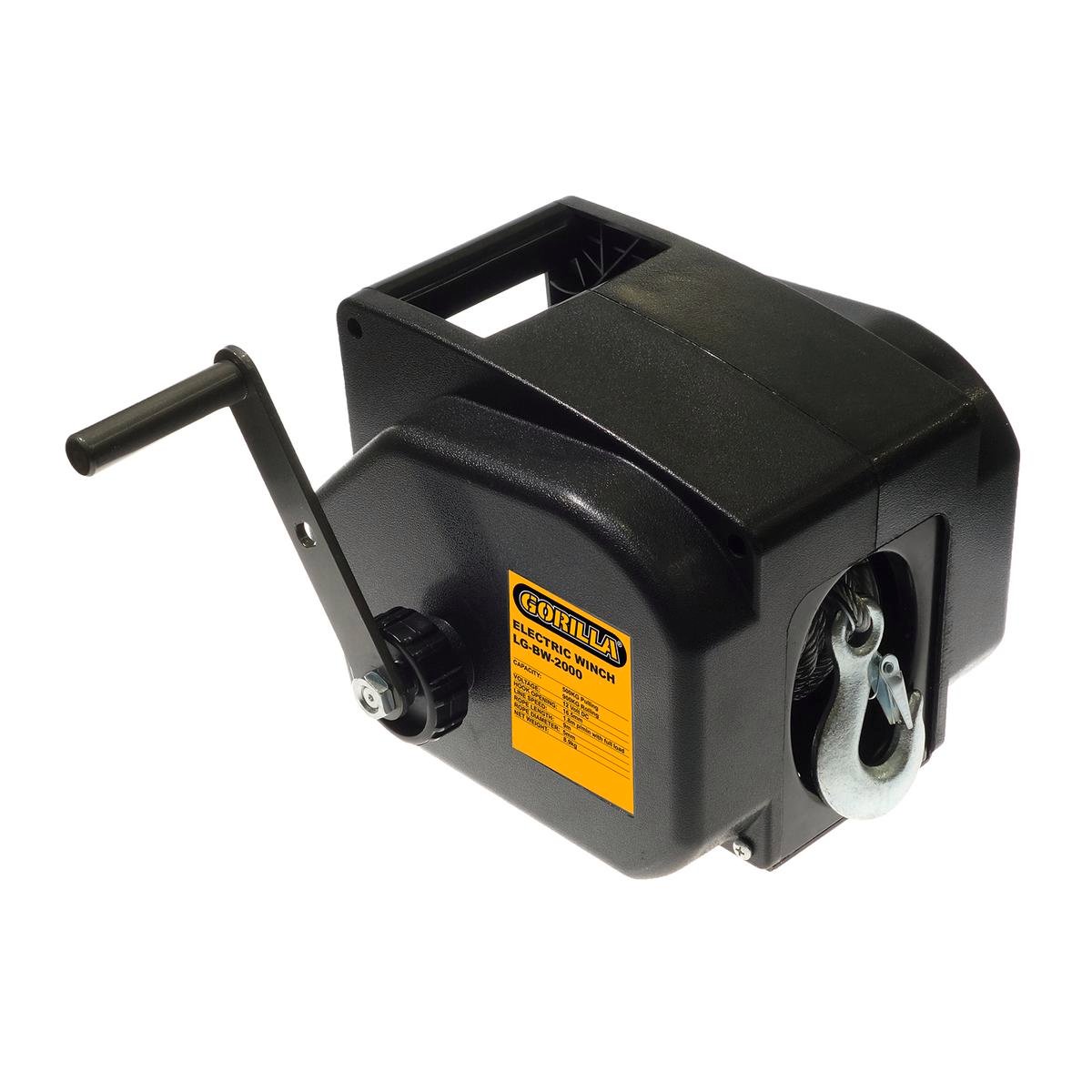 Gorilla 12V Electric Winch - 500kg Capacity - 9m Wire Rope - Black