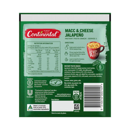 Continental Cup A Pasta Macaroni & Cheese Jalapeno - 53g