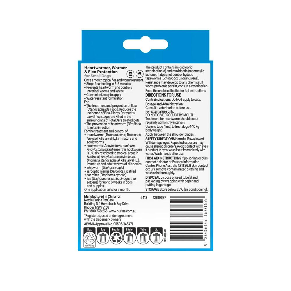 Totalcare Heartworm Flea Prot Small Dog Treatment - 1 Pack