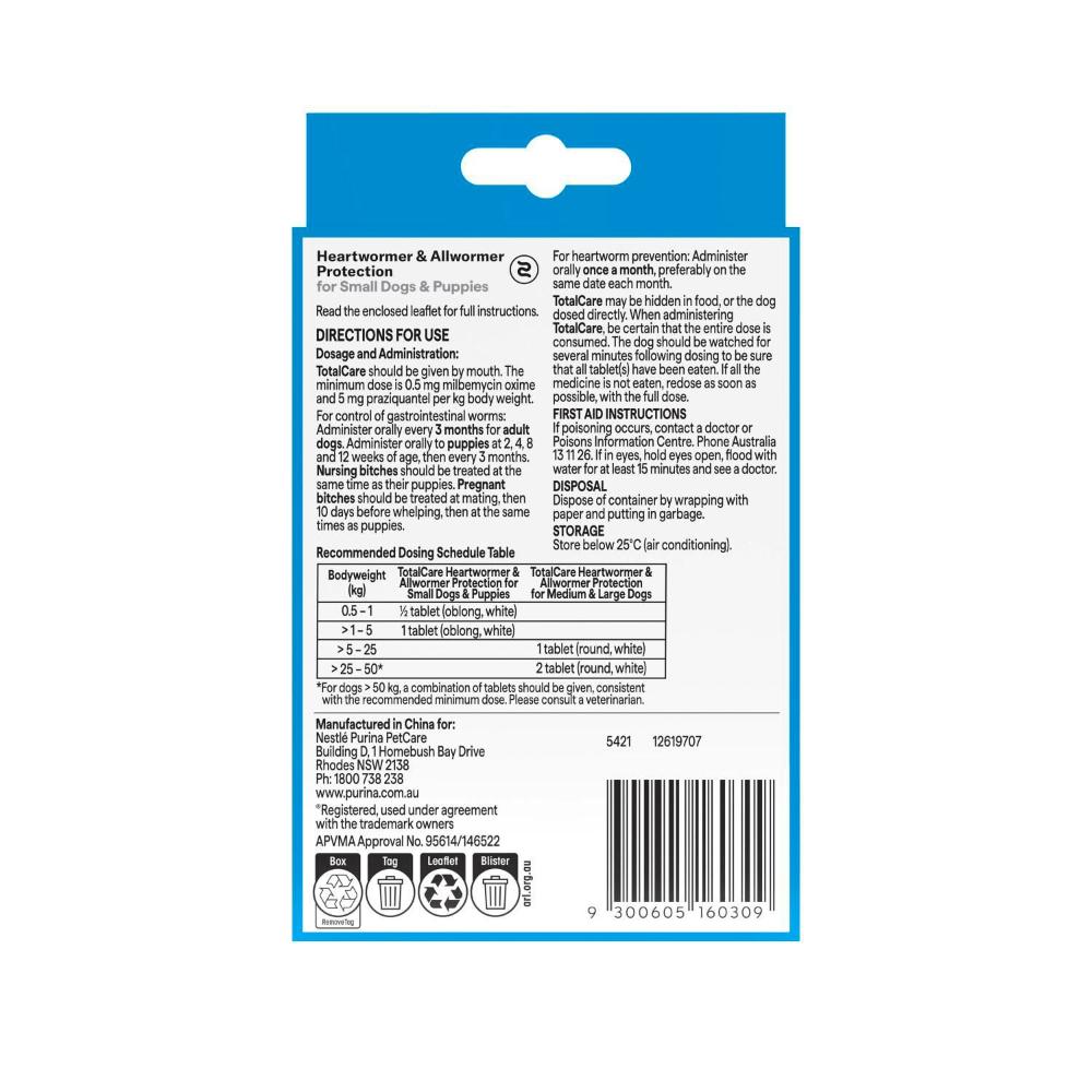 Totalcare Heartwormer Prot Puppies Small Dogs Treatment - 2 Pack