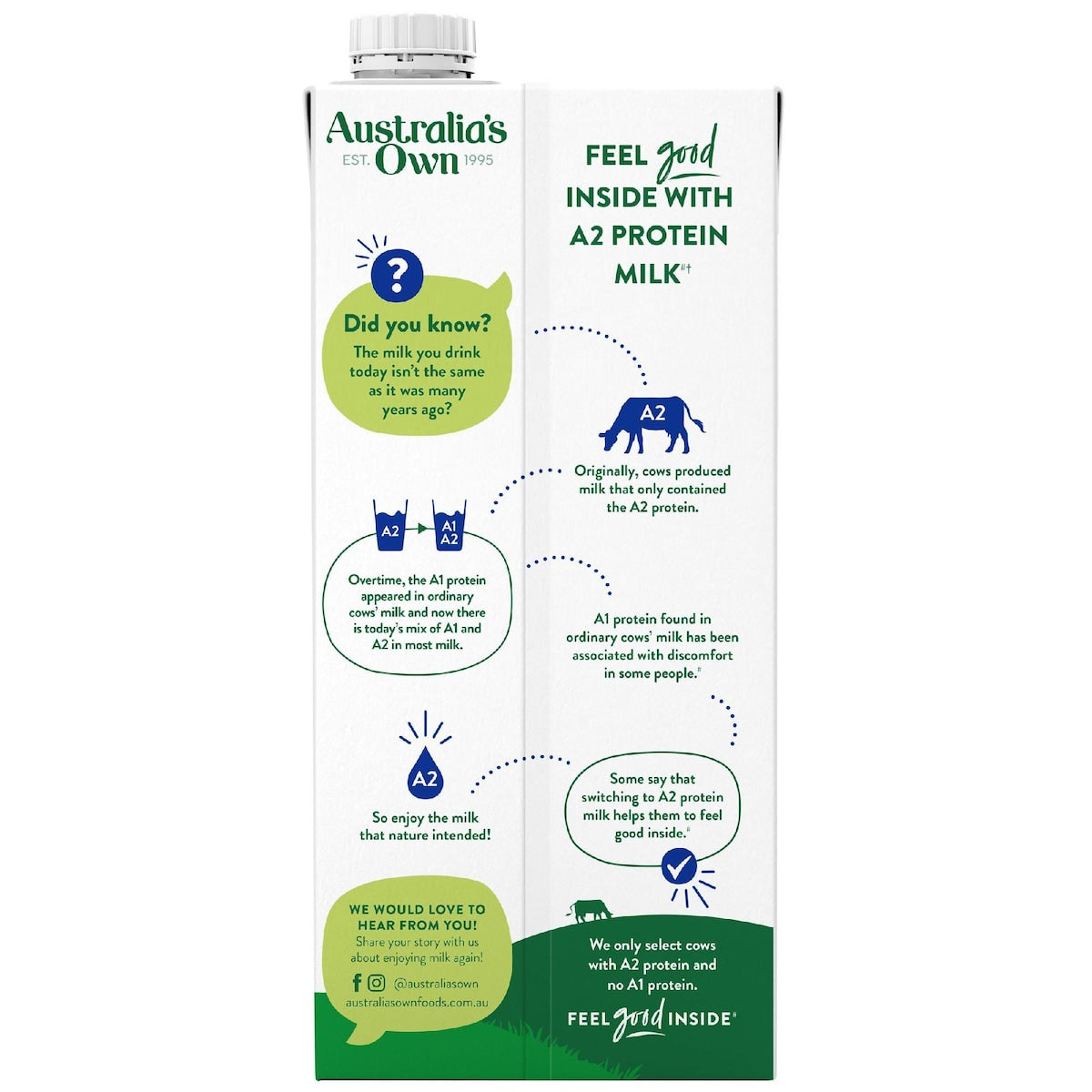Australias Own A2 Protein Full Cream Uht Milk 1l