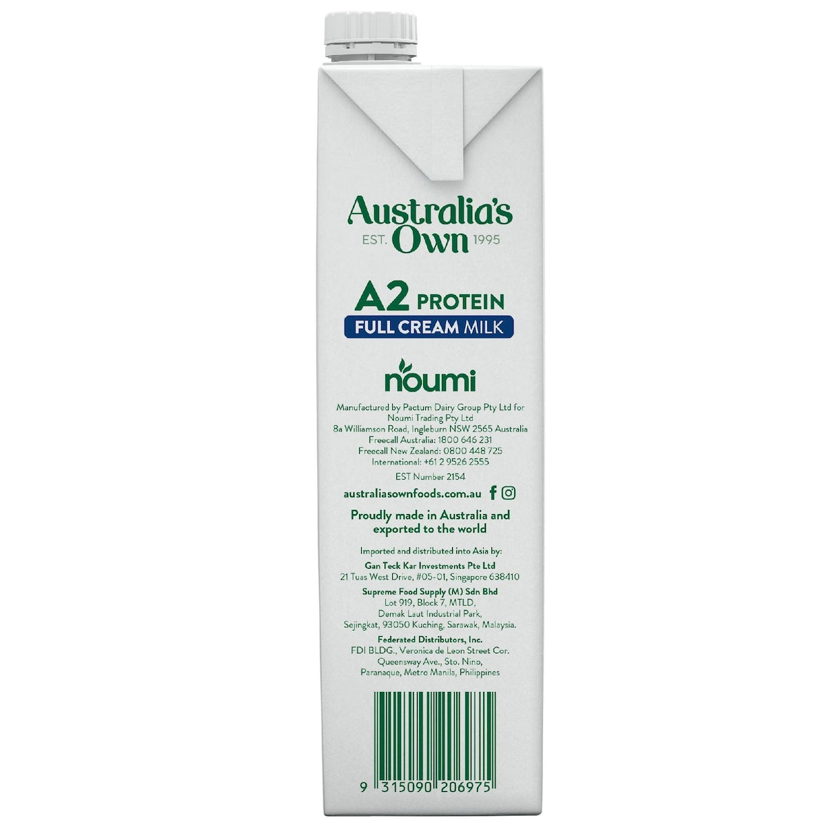 Australias Own A2 Protein Full Cream Uht Milk 1l