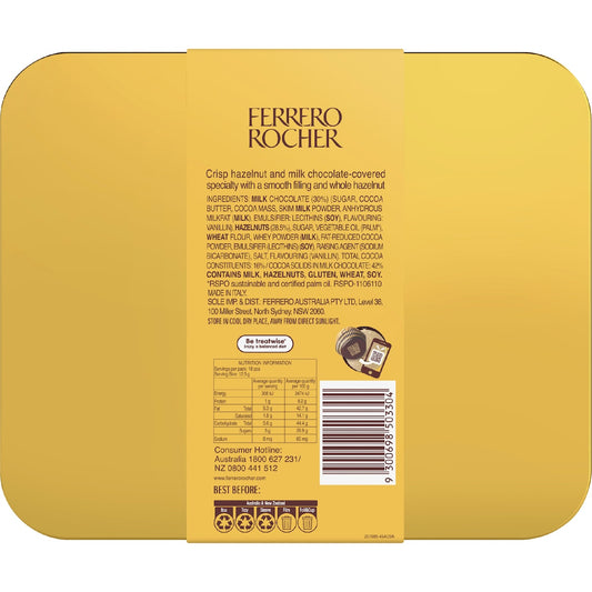 Ferrero Rocher Chocolate Gold Cube Tin 18 Pack