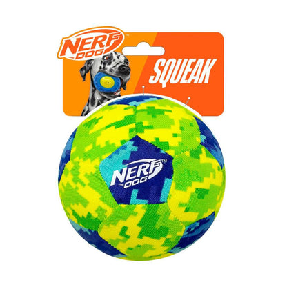 Nerf Dog 5in Nylon Poly- Filled Digital Camo Soccer Squeak Ball Blue/ Green - 1 Pack