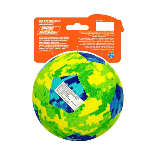 Nerf Dog 5in Nylon Poly- Filled Digital Camo Soccer Squeak Ball Blue/ Green - 1 Pack