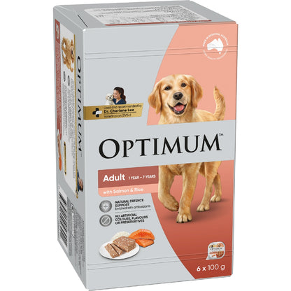 Optimum Salmon & Rice Wet Dog Food 100g X 6 Pack