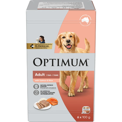 Optimum Salmon & Rice Wet Dog Food 100g X 6 Pack