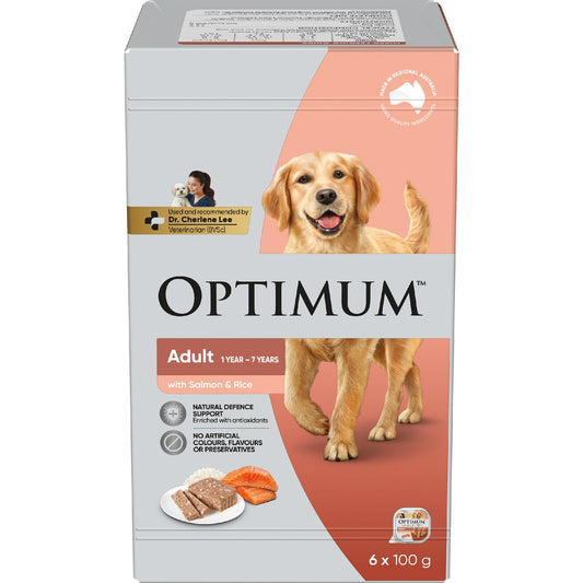 Optimum Salmon & Rice Wet Dog Food 100g X 6 Pack