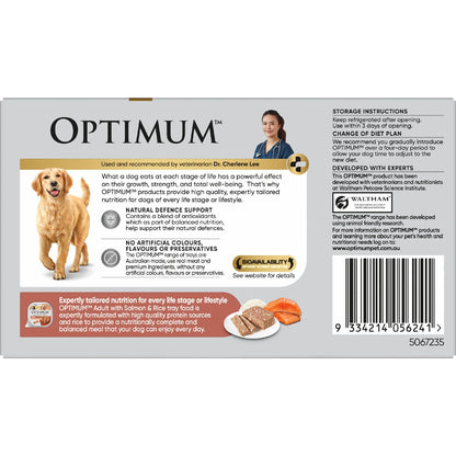 Optimum Salmon & Rice Wet Dog Food 100g X 6 Pack