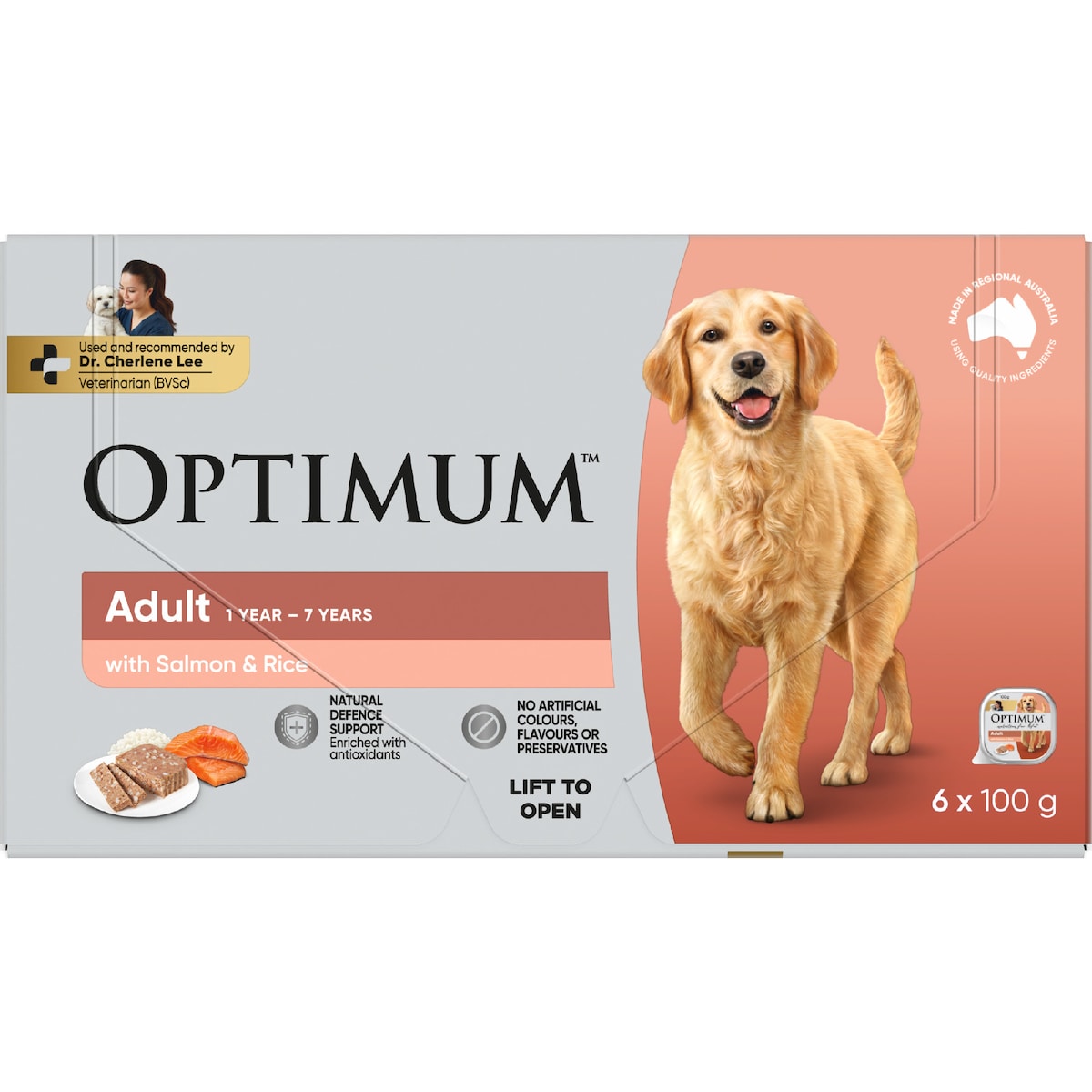Optimum Salmon & Rice Wet Dog Food 100g X 6 Pack