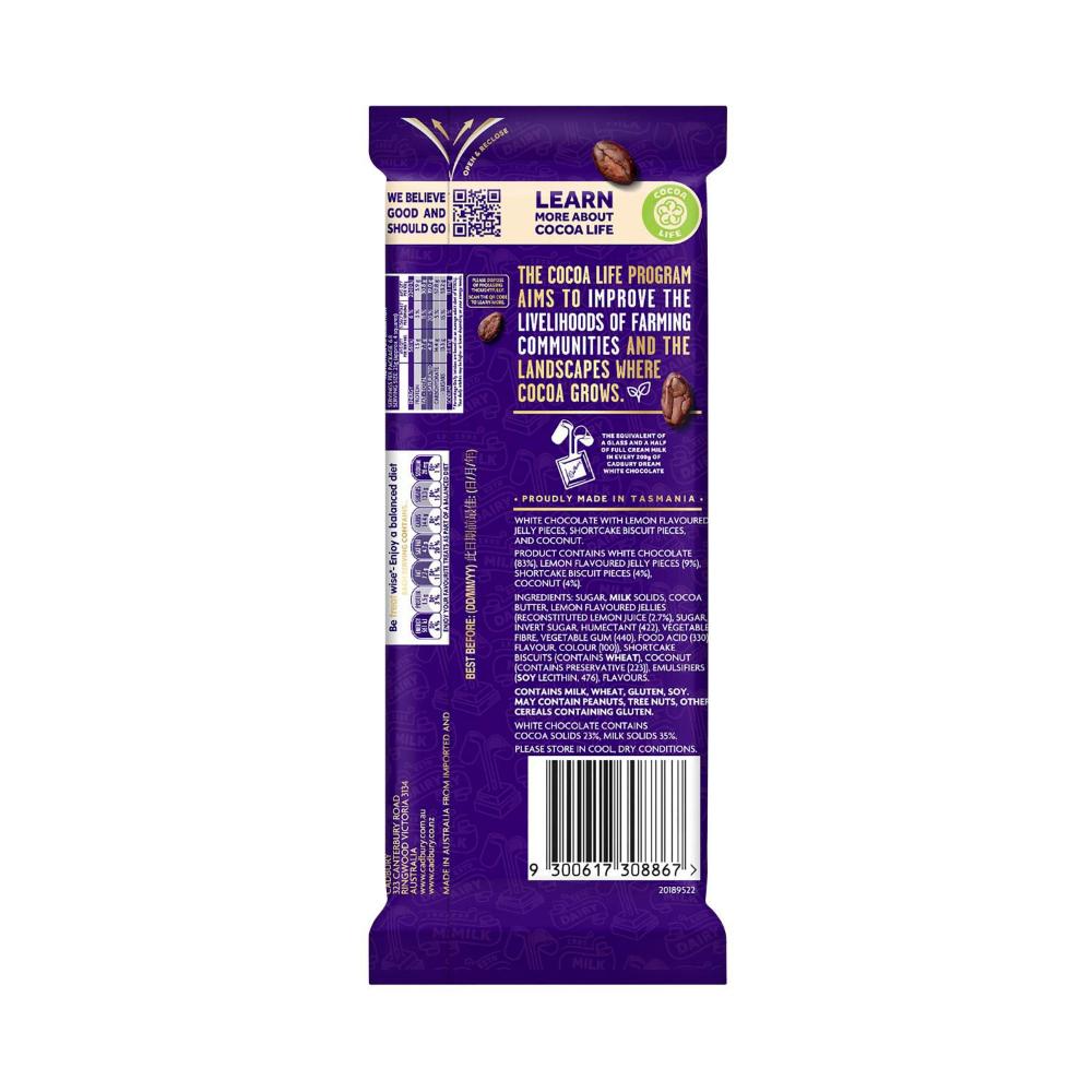 Cadbury Dream Lemon Slice Block Chocolate - 170g
