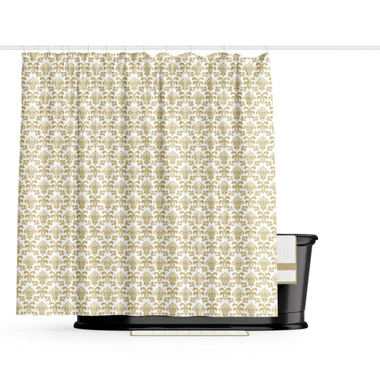 Barelli Shower Curtain Fleur-De-Lis Gold Metallic Peva 180 x 180cm