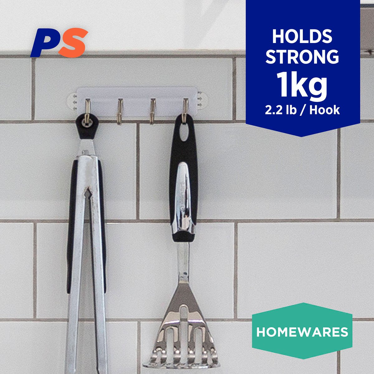 Permastik Kitchen Utility Rack - 120mm - Self-Adhesive - Holds 1kg