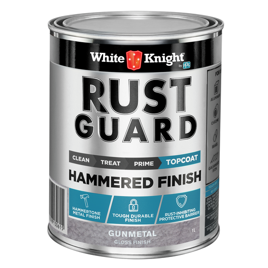 White Knight Rust Guard Gunmetal Gloss Hammered Finish Paint - 1L