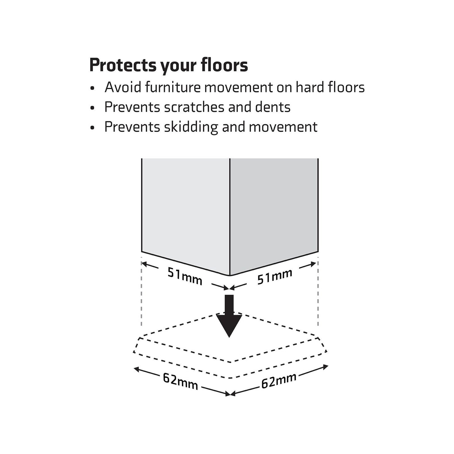 Surface Gard Almond Square Rubber Base Castor Cup - 51mm - 4 Pack