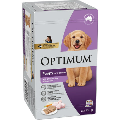 Optimum Puppy Wet Dog Food With Chicken Rice & Vegetables 100g X 6 Pack