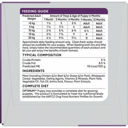 Optimum Puppy Wet Dog Food With Chicken Rice & Vegetables 100g X 6 Pack