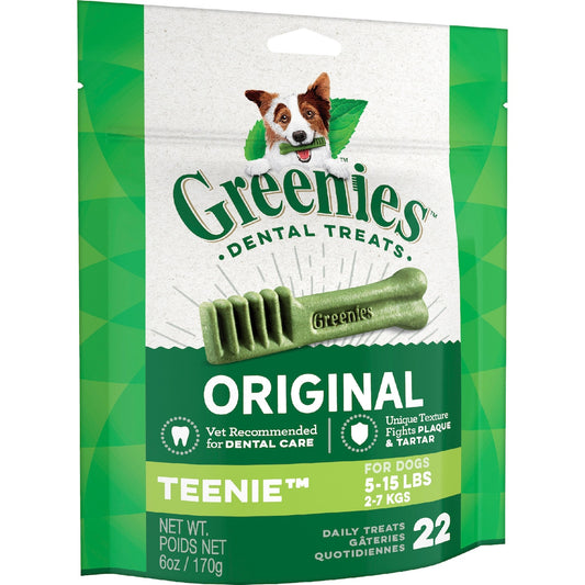 Greenies Canine Dental Dog Treats Original Teenie 22 Chews 170g