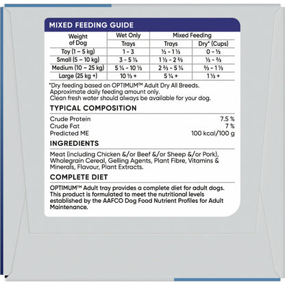Optimum Adult Wet Dog Food With Chicken & Rice Trays 100g X 6 Pack