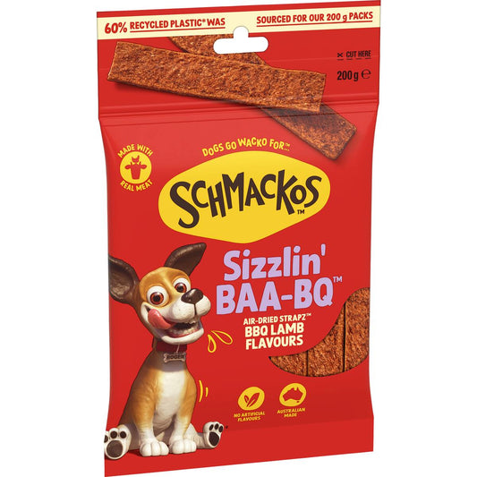 Schmackos Strapz Bbq Lamb Flavour Dog Treat 200g