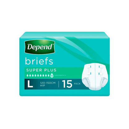 Depend Brief Super Plus Large - 15 Pack