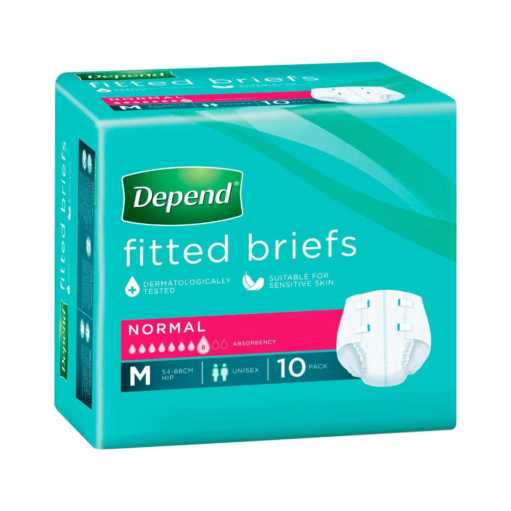 Depend Fitted Brief Medium Size - 10 Pack
