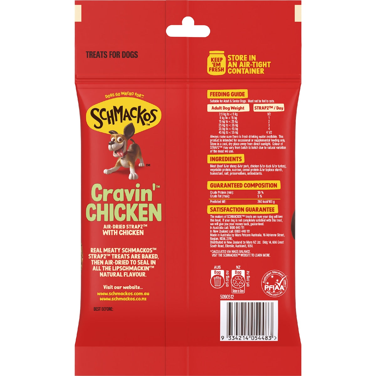 Schmackos Strapz Dog Treats With Chicken 200g
