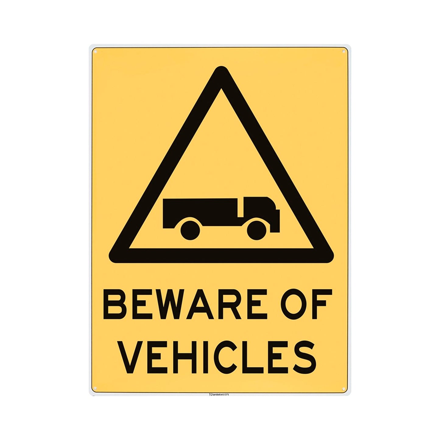 Sandleford Beware of Vehicles Plastic Sign - 450 x 600mm