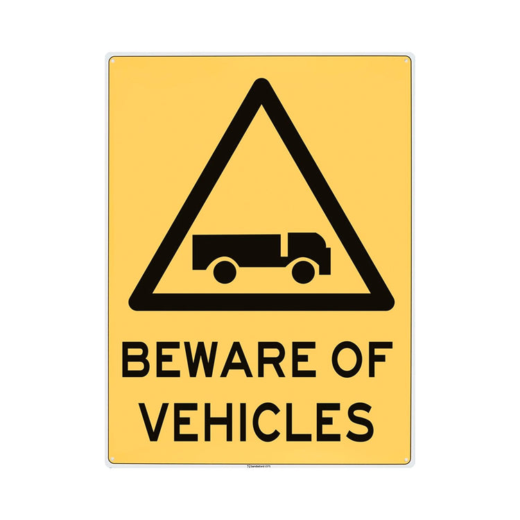 Sandleford Beware of Vehicles Plastic Sign - 450 x 600mm