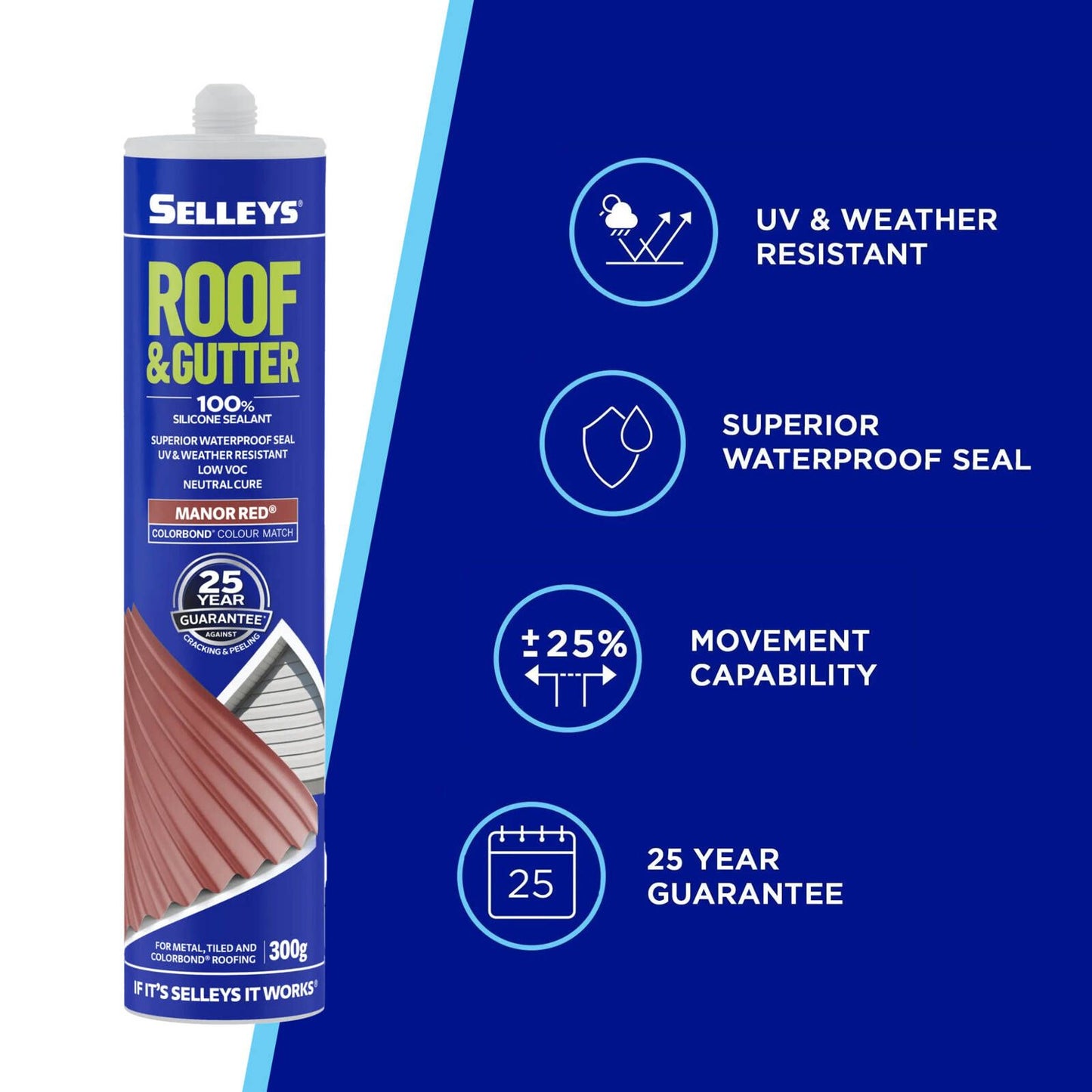 Selleys Roof and Gutter Silicone Sealant - 300g - Manor Red