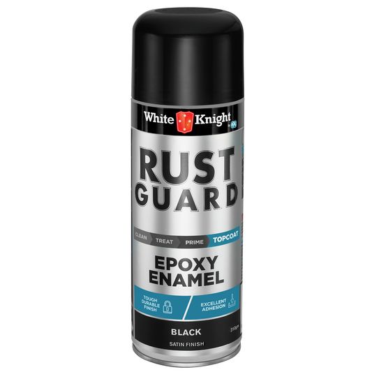 White Knight Rust Guard Epoxy Enamel Spray Paint - Black Satin Finish 310g
