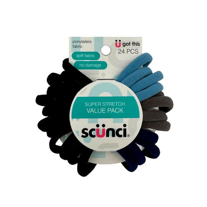 Scunci Ponytailers Super Stretch Value Pack - 24 Pack