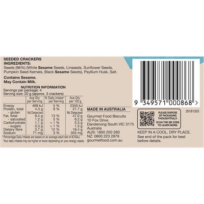 Olinas Bakehouse Seeded Crackers Original 80g