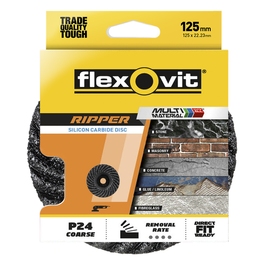 Flexovit Stripping Ripper Grinding Disc 115mm x 22mm x 23mm Black