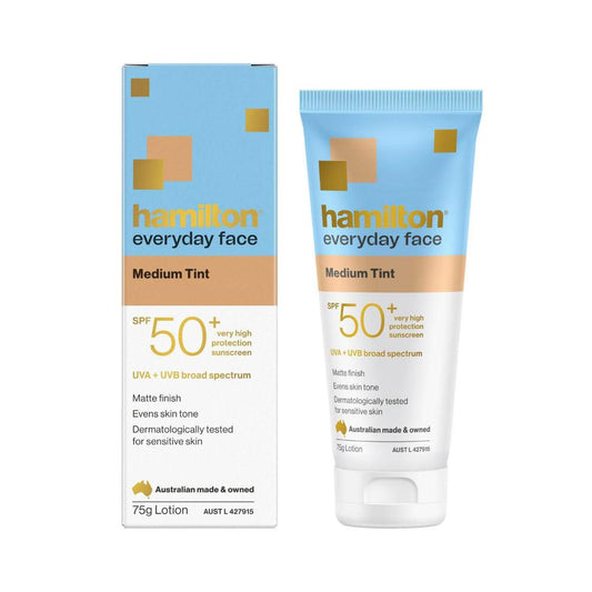 Hamilton Everyday Face Invisible Sunscreen SPF 50+ Medium Tint - 75g