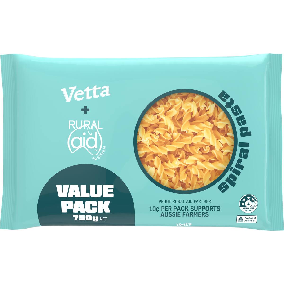 Vetta Rural Aid Spirals Pasta Value Pack 750g