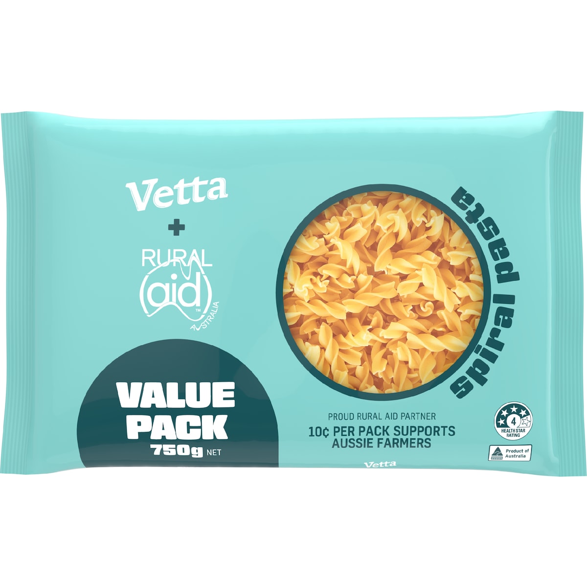 Vetta Rural Aid Spirals Pasta Value Pack 750g