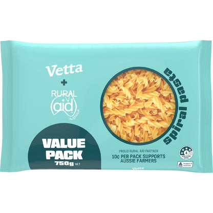 Vetta Rural Aid Spirals Pasta Value Pack 750g