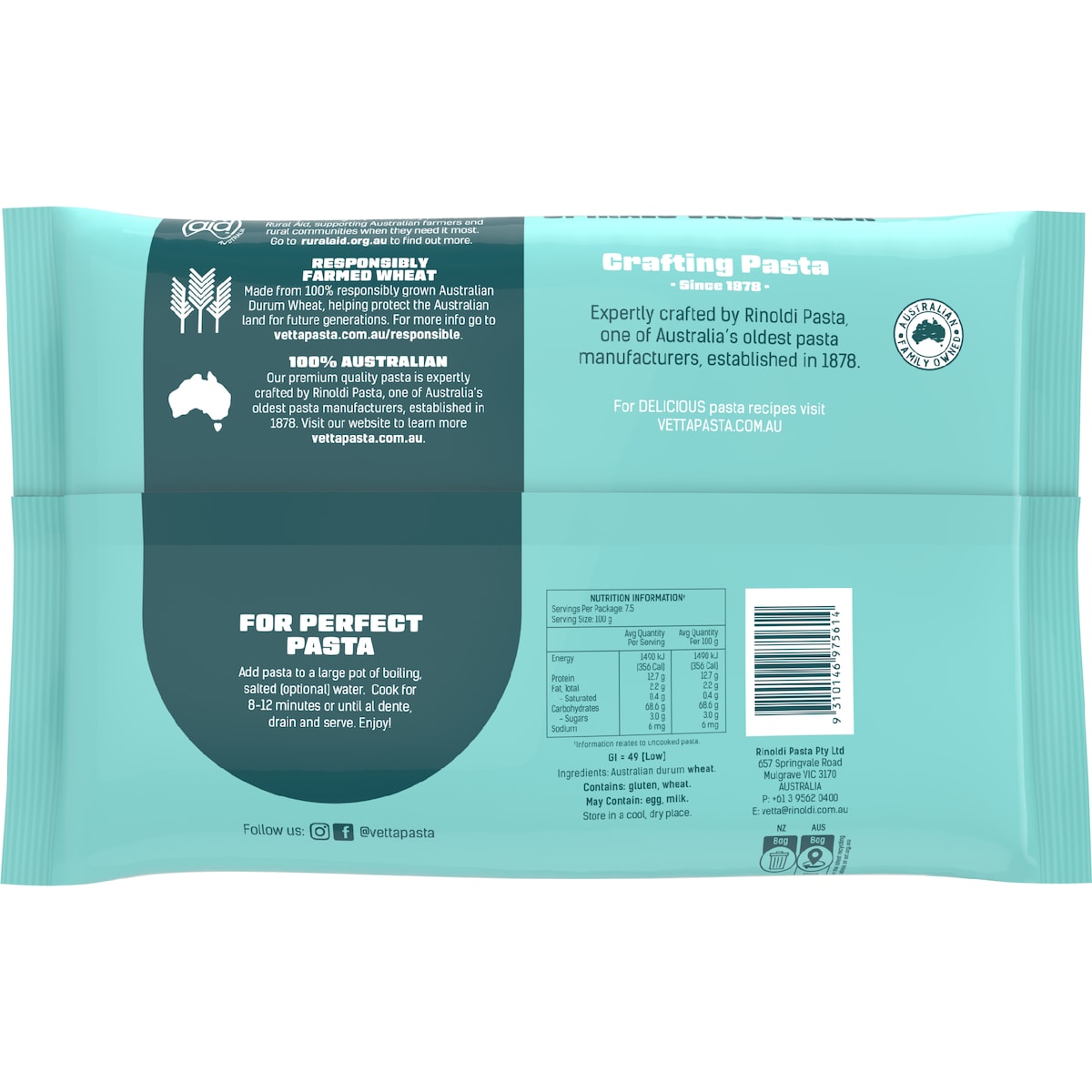 Vetta Rural Aid Spirals Pasta Value Pack 750g