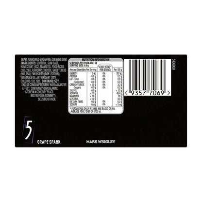 5 Gum Grape Spark Sugar Free Chewing Gum - 27g