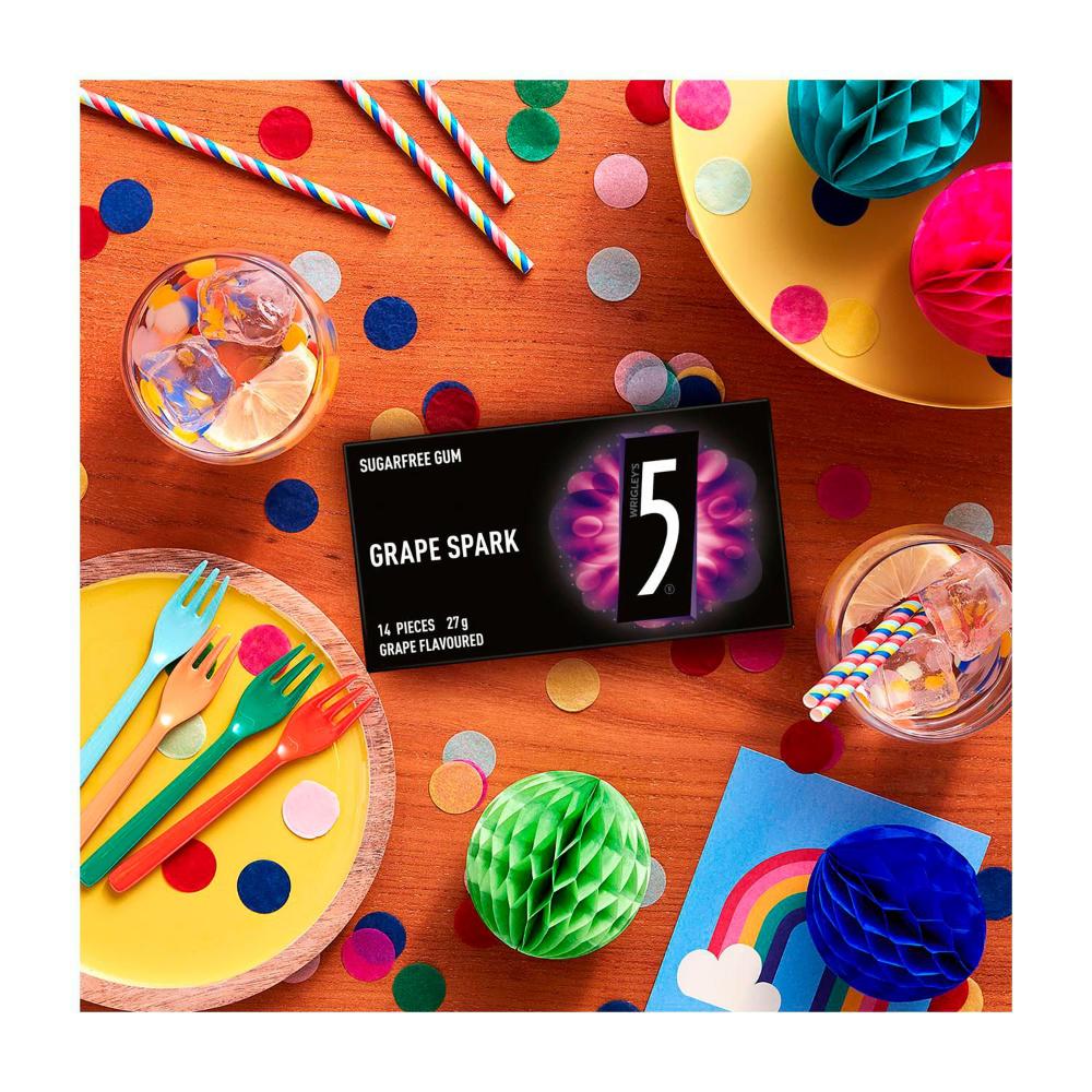5 Gum Grape Spark Sugar Free Chewing Gum - 27g