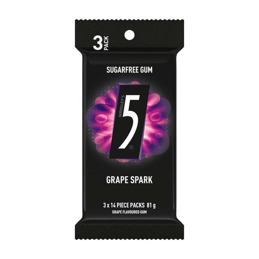 5 Gum Grape Spark Sugar Free Chewing Gum 3 Pack - 81g