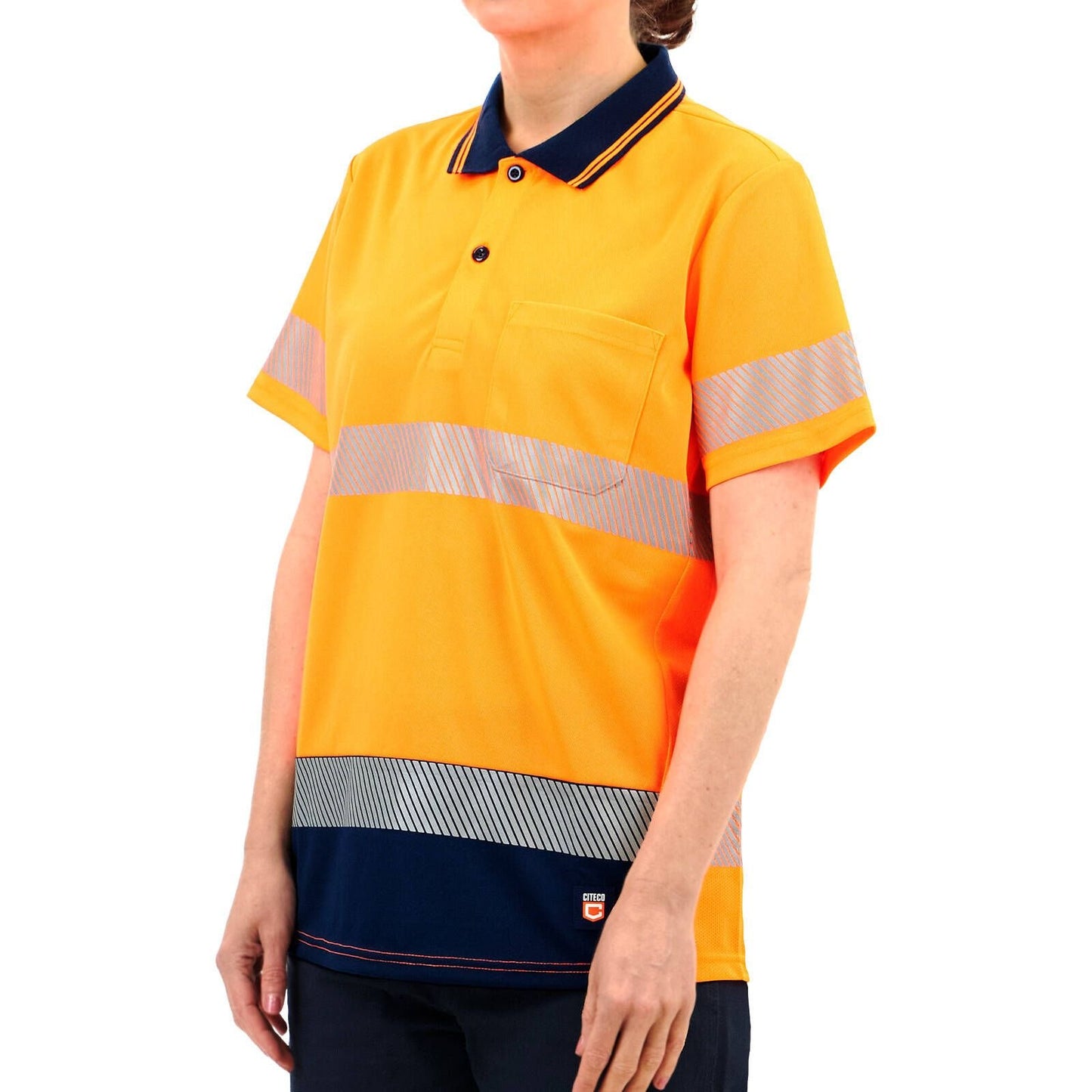 Citeco Womens Hi Vis Short Sleeve Polo - Size 14 - Orange