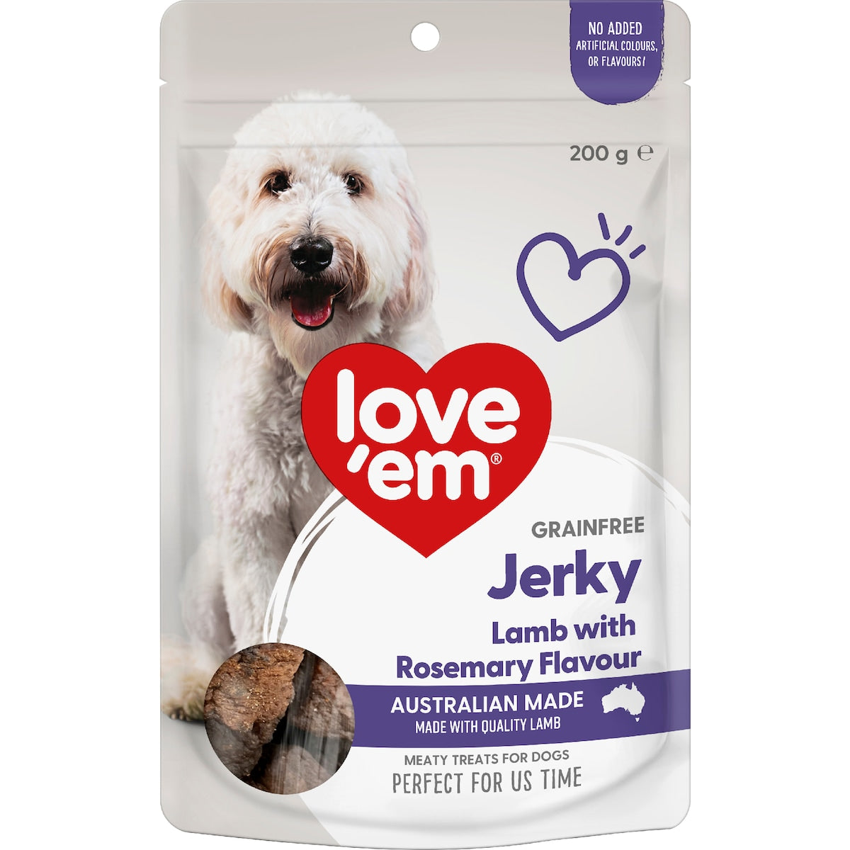 Loveem Grain Free Dog Treats Lamb Jerky With Rosemary Flavour 200g