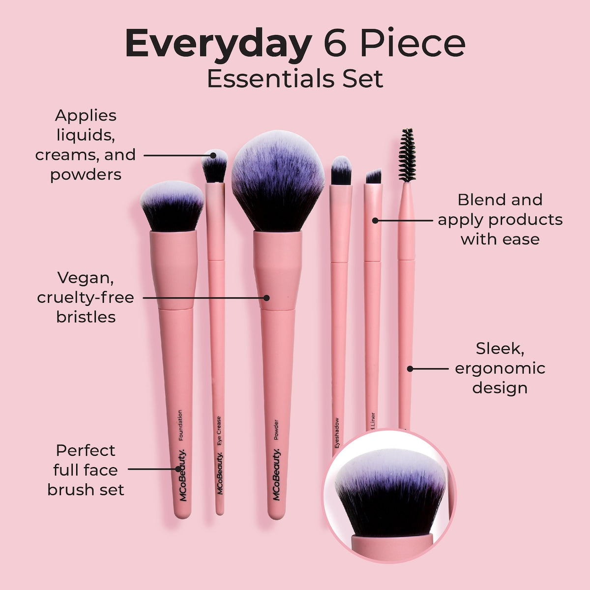Mcobeauty Everyday 6 Piece Essentials Brush Set Each