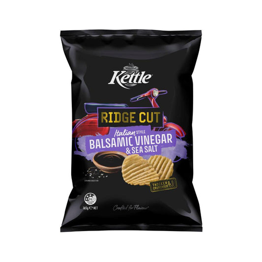 Kettle Ridge Cut Potato Chips Salt & Vinegar - 165g