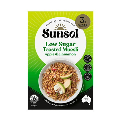 Sunsol Low Sugar Toasted Muesli Apple Cinnamon - 450g